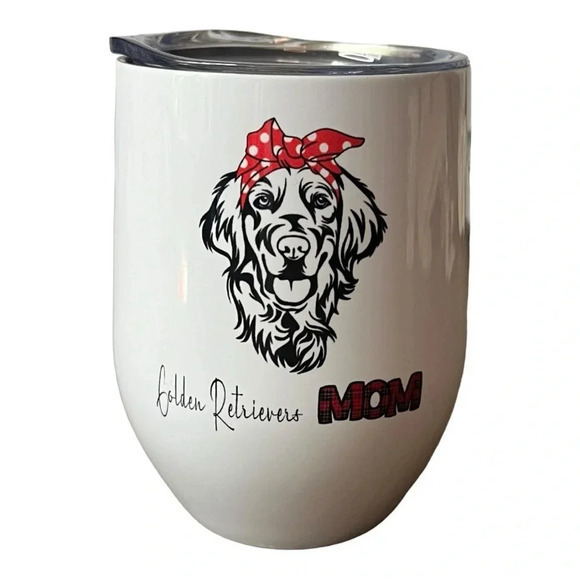 Golden Retriever Mom Wine Tumbler Insulated Cute Dog Mom Polka Dot - Picture 1 of 5